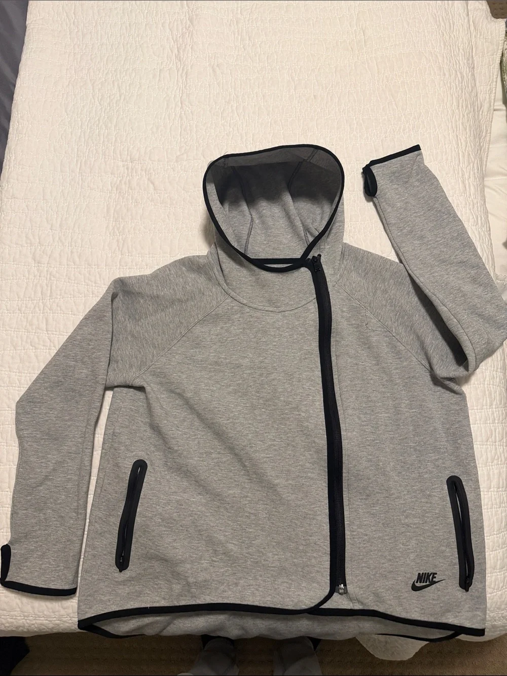 Nike Gray Hooded Zip Jacket with Black Trim